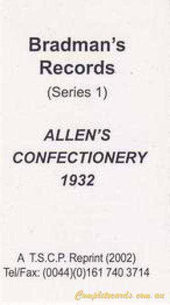 2002 Tony Sheldon Collectibles - Bradmans Records Steam Rollers Series 1 Cricket Cards (Reprint)