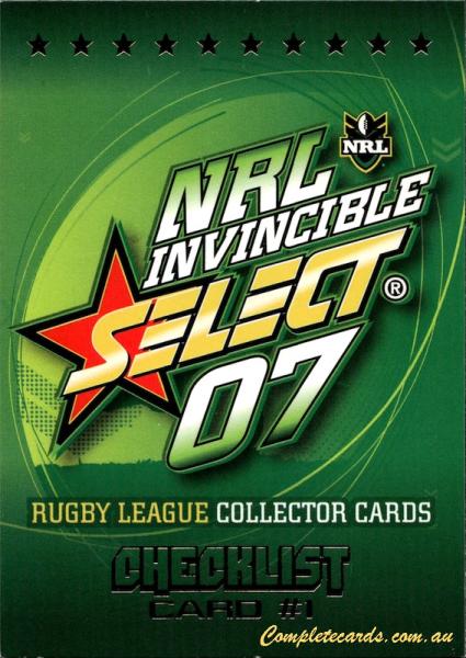 2007 Select NRL Invincible - Base