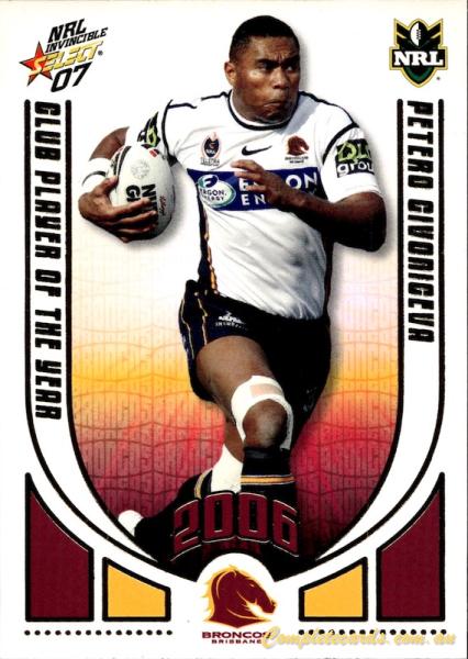 2007 Select NRL Invincible - Club Player Of The Year 