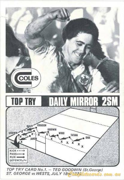 1976 Rugby Leagues Coles - Top Try