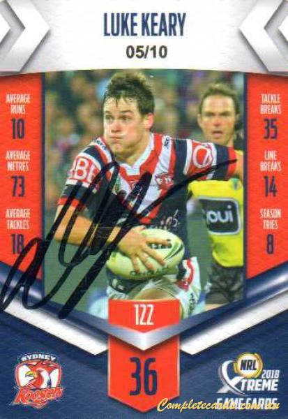 2018 NRL Xtreme - Signature Case Cards 