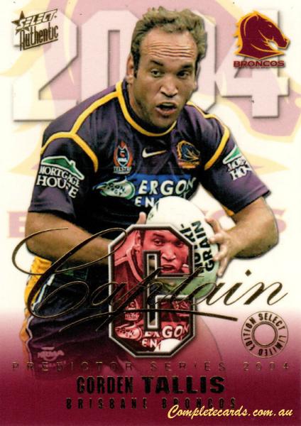 2004 Select Authentic - Captains Card 