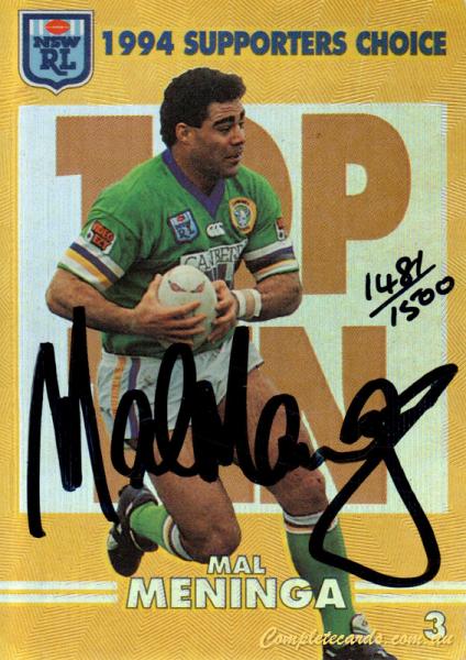 1994 Dynamic Rugby League Series 2 - Top Ten Supporters Choice Signature