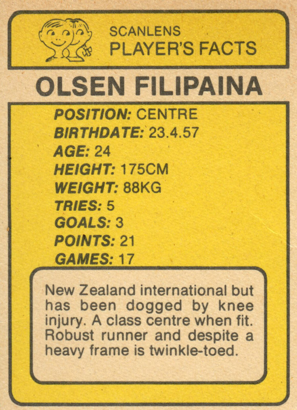 Olsen Filipaina back