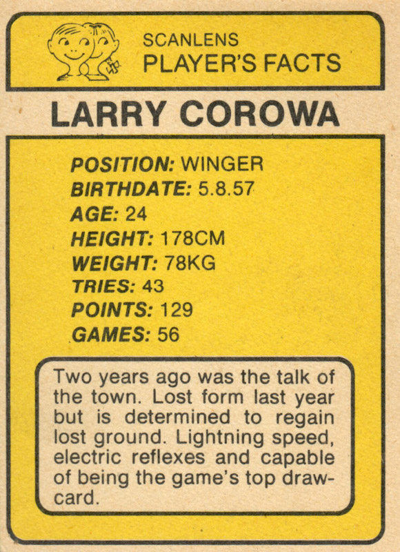 Larry Corowa back