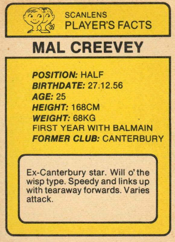 Mal Creevey back