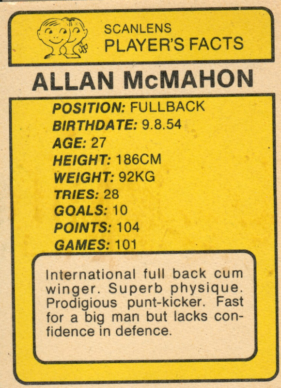 Allan McMahon back