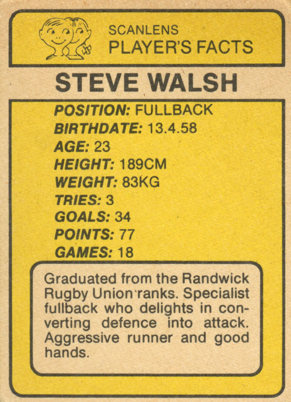 Steve Walsh back