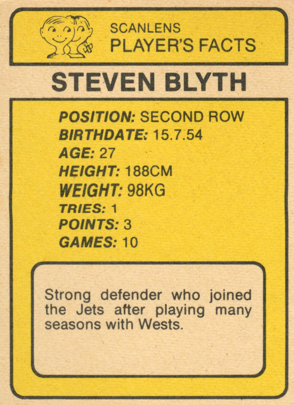 Steven Blyth back