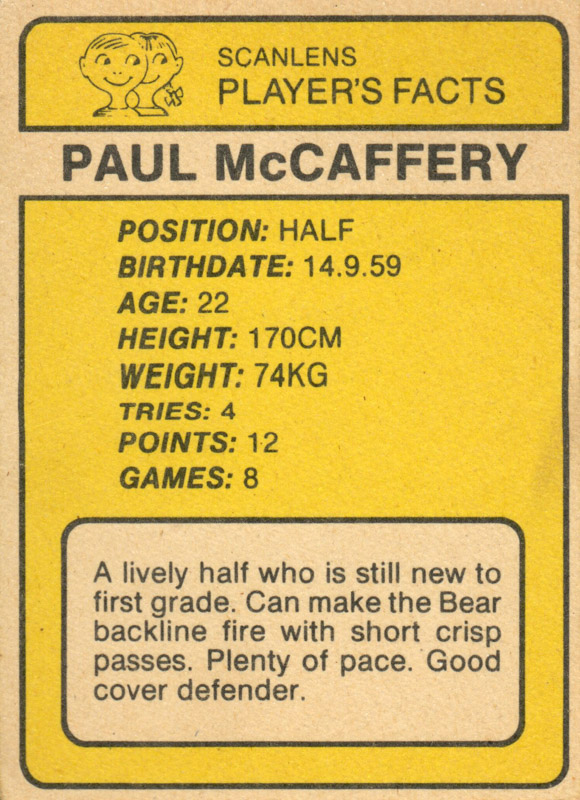 Paul McCaffery back