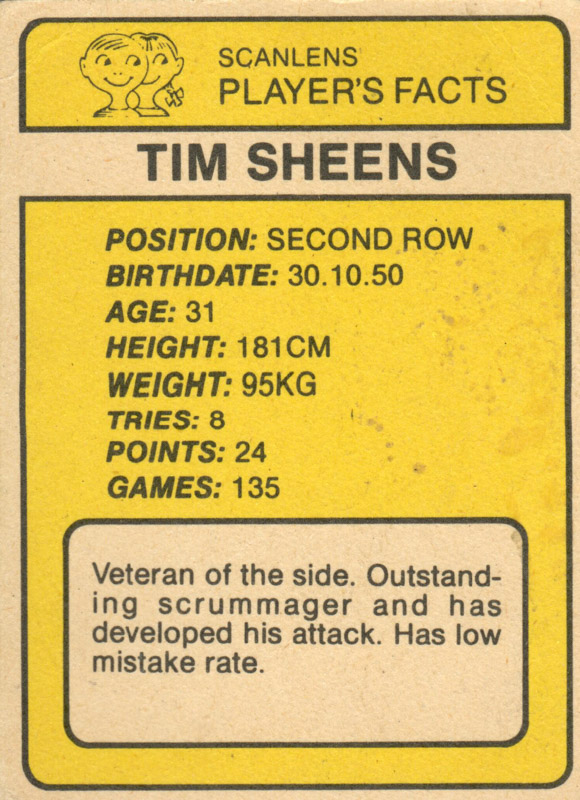 Tim Sheens back