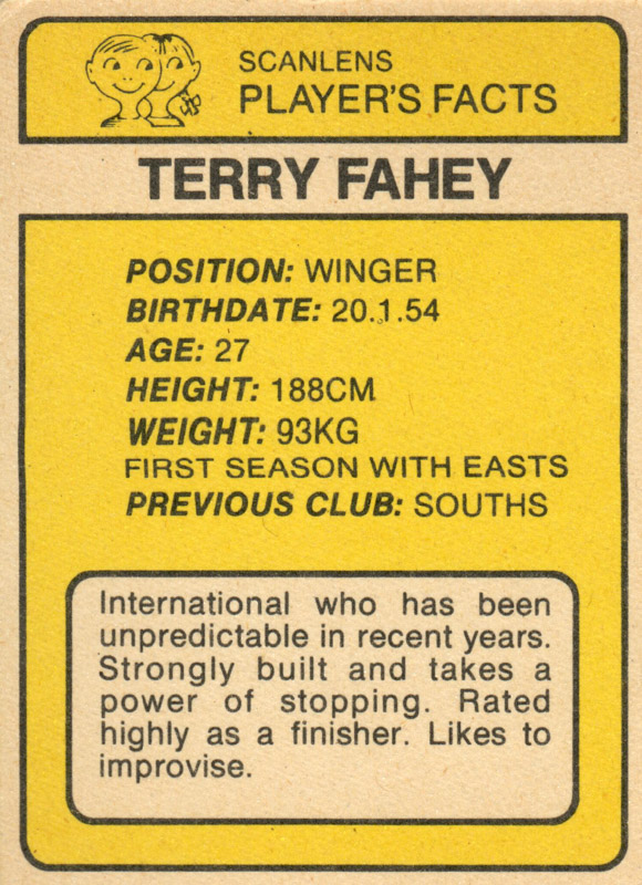 Terry Fahey back