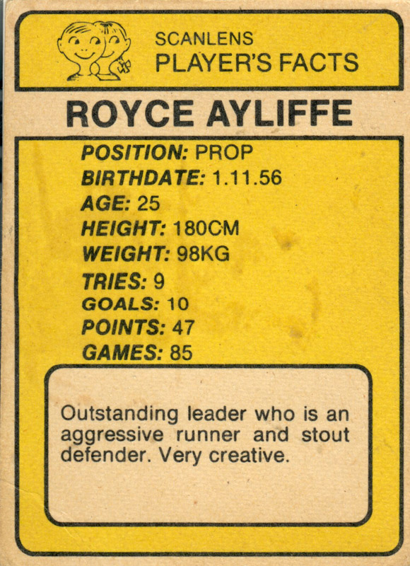 Royce Ayliffe back