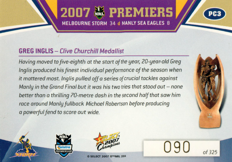 Greg Inglis - Clive Churchill Medallist back