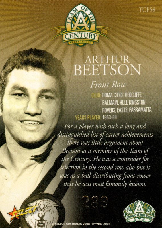 Arthur Beetson back