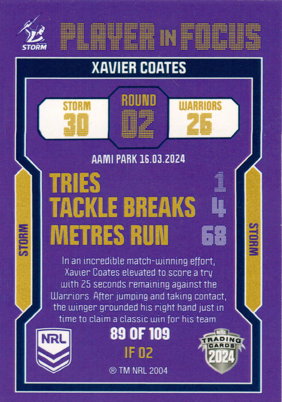 Xavier Coates back