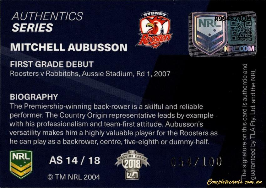 Mitch Aubusson back