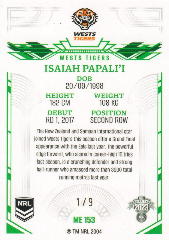 Isaiah Papali back