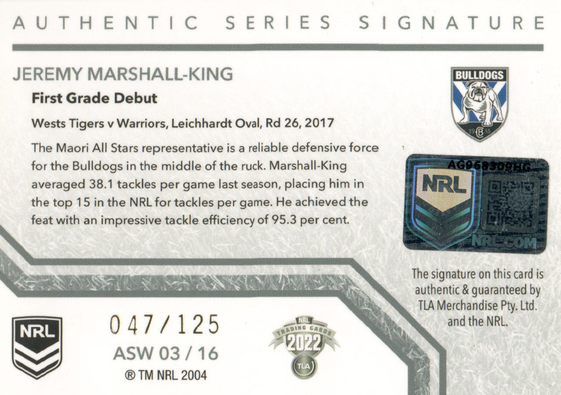 Jeremy Marshall-King back