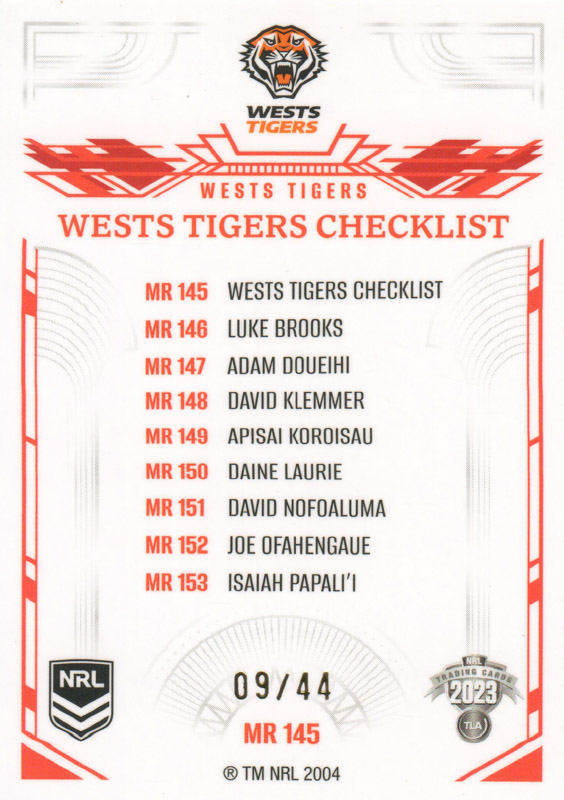 Checklist back