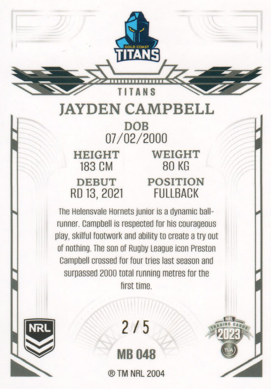 Jayden Campbell back