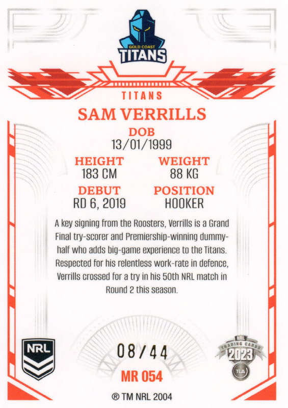 Sam Verrills back