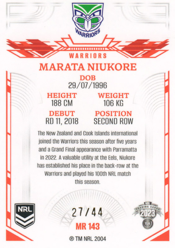 Marata Niukore back
