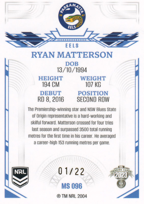 Ryan Matterson back