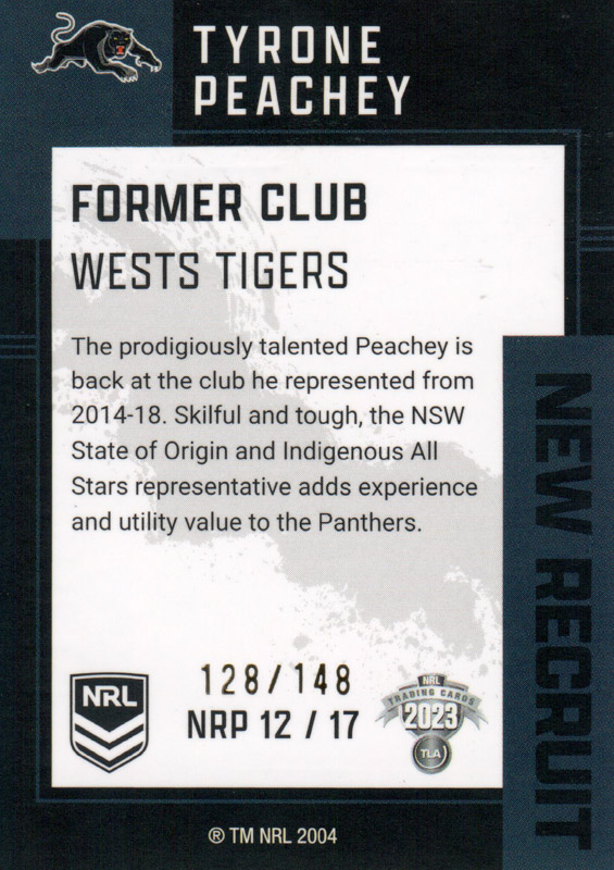 Tyrone Peachey back