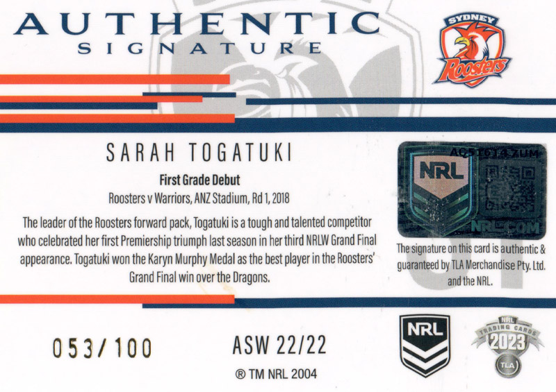 Sarah Togatuki back