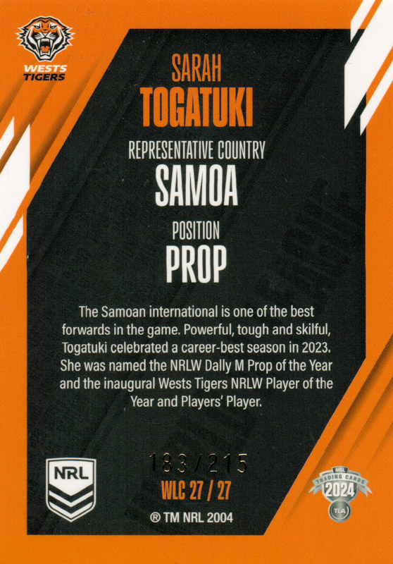 Sarah Togatuki back