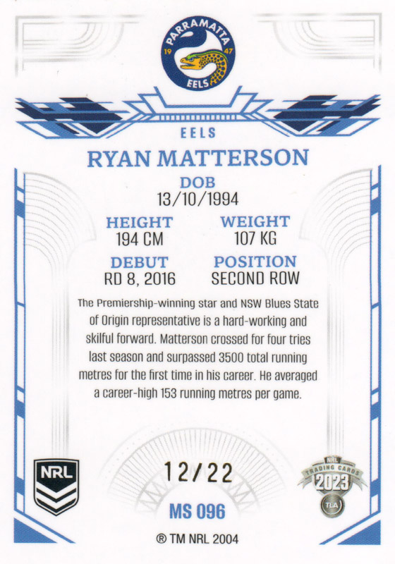 Ryan Matterson back