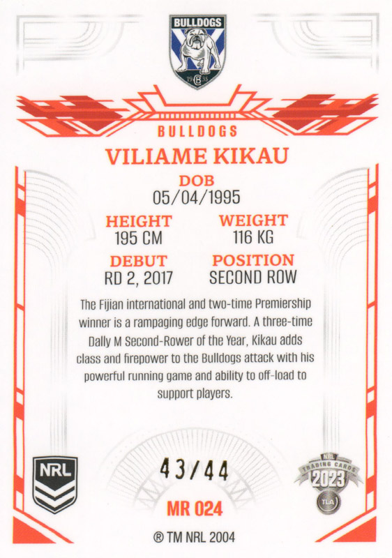 Viliame Kikau back
