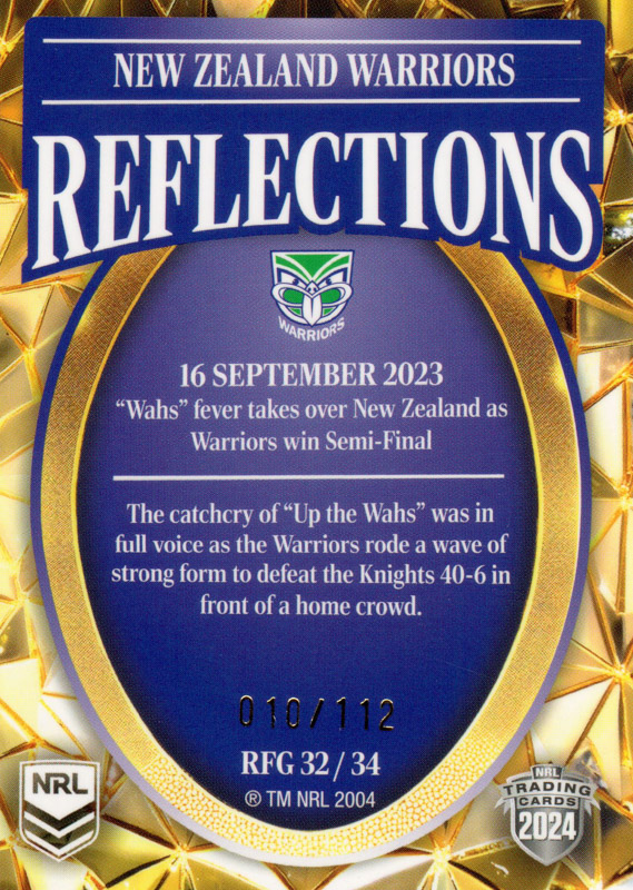 2023 Warriors Semi Final Win back