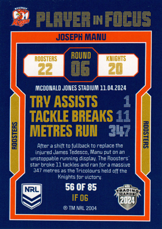 Joseph Manu back