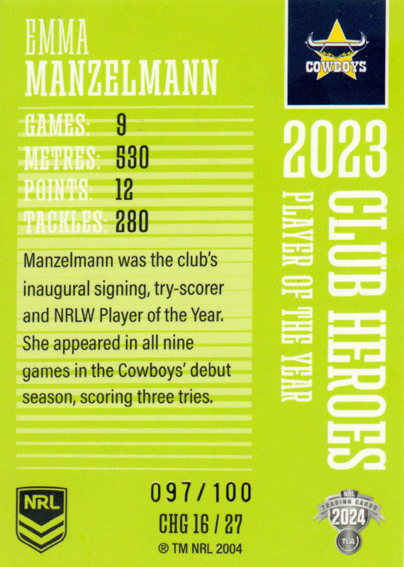 Emma Manzelmann back