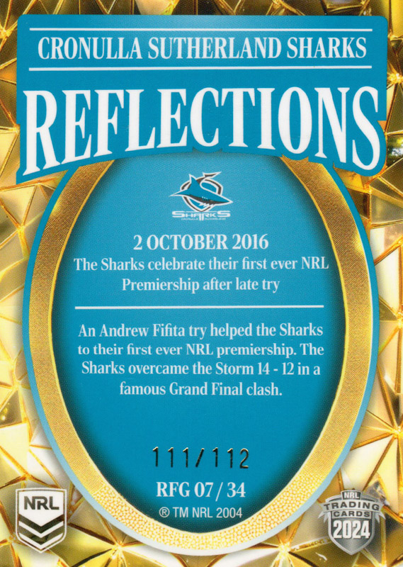 2016 Sharks Premiership back