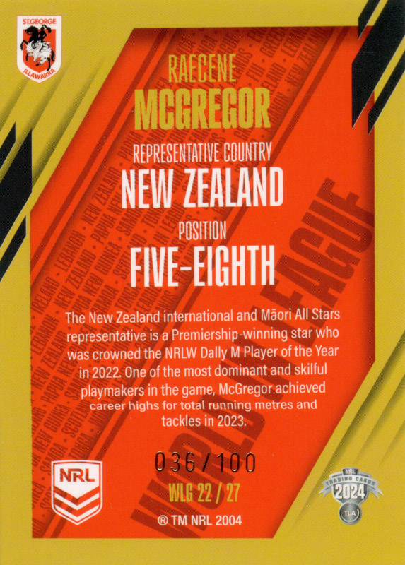 Raecene McGregor back