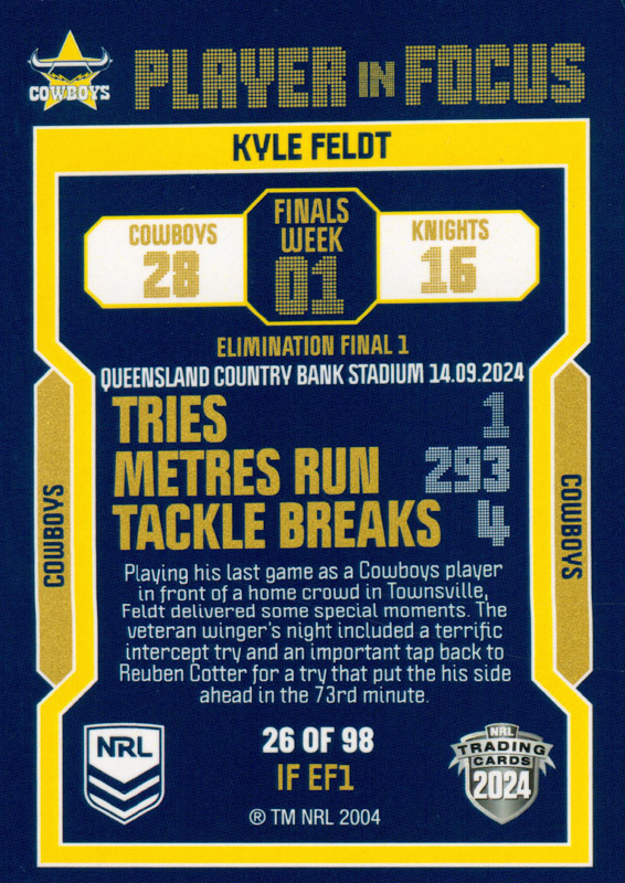 Kyle Feldt back