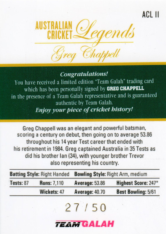 Greg Chappell back