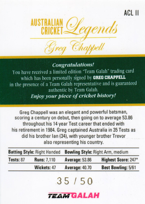 Greg Chappell back