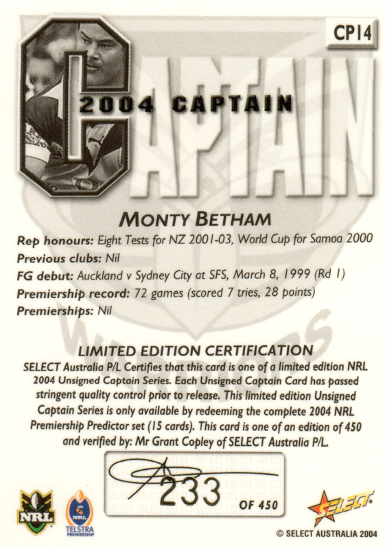Monty Betham back