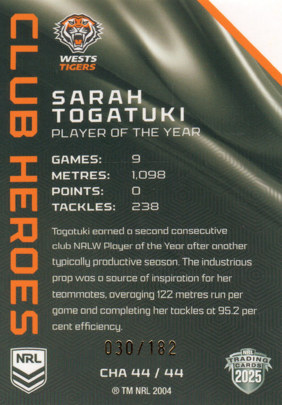 Sarah Togatuki back