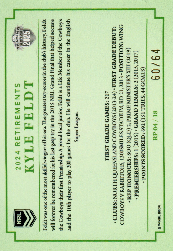 Kyle Feldt back