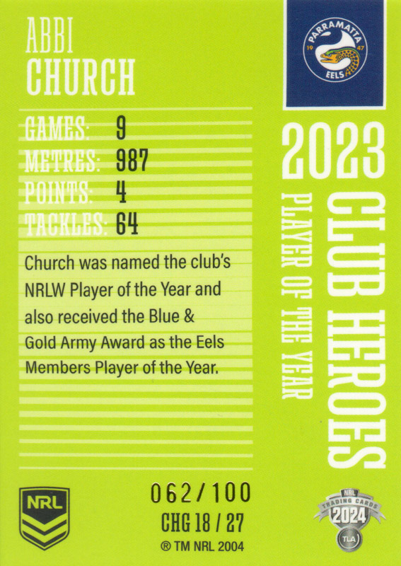 Abbi Church back