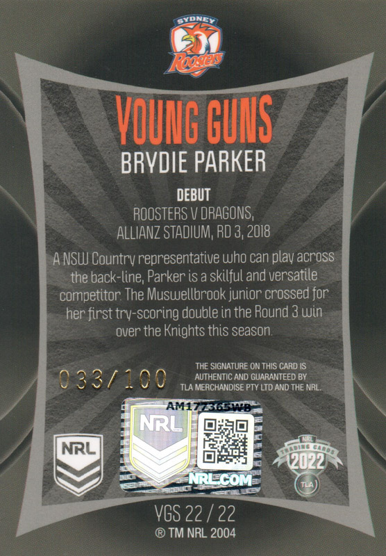 Brydie Parker back