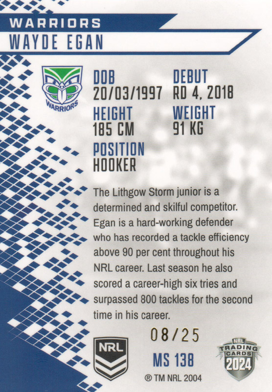 Wayde Egan back