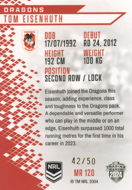 Tom Eisenhuth back
