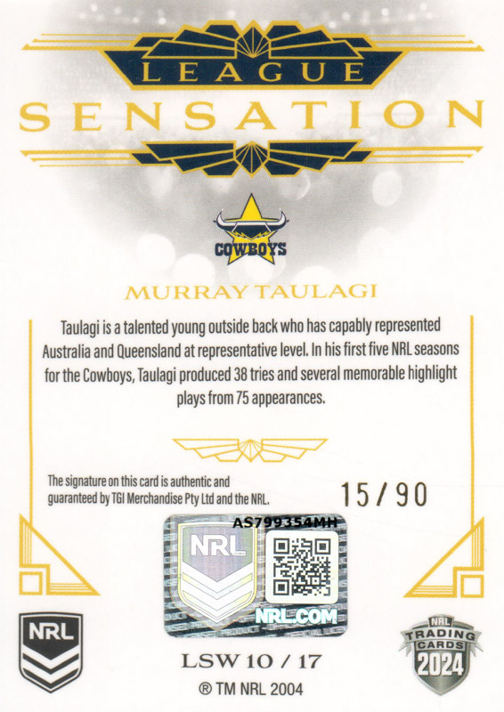 Murray Taulagi back