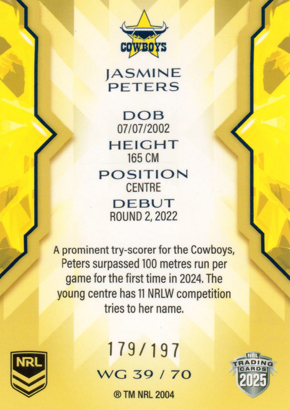 Jasmine Peters back